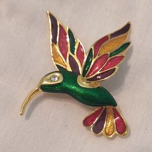 Elegant Multicolor Hummingbird Brooch